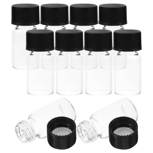 10 pcs Clear Glass Vials Small Glass Vials Liquid Sample Glass Vials Leak-proof Glass Vials with Screw Caps