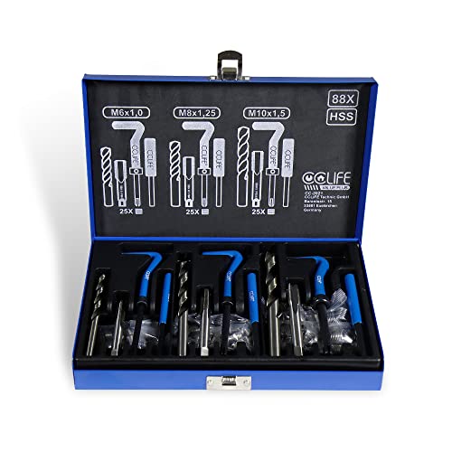 CCLIFE 88tlg Gewinde Reparatur Satz Gewindereparatur M6,M8,M10 Gewindehüls Einsätze