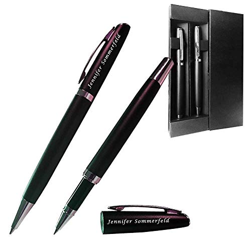 Juwelier Schönschmied - Schreibset mit Gravur & Wunschsymbolen Stift mit Gravur Inklusive Geschenk-Etui - Drehkugelschreiber & Rollerball (schwarzschreibend) Schreibset 2 PS2