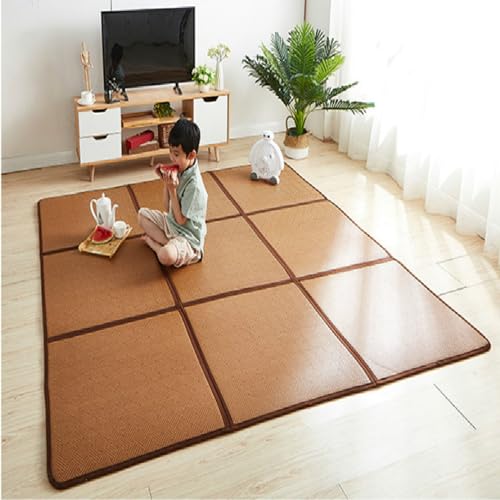 MIAOXIAO Japanische Tatami Matte Tatami Matratze japanische Bodenmatte Rattan rutschfest atmungsaktiv Tatami-Teppich Matte Krabbelmatte,2,180 * 180CM(9: Pieces)