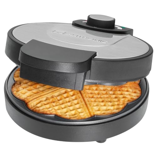 Clatronic® Waffeleisen | mit Ø 18cm antihaftbeschichteter Backfläche | Waffeleisen Herzform | stufenlos einstellbarer Bräunungsgrad & Backampel | Waffle Maker mit Edelstahleinlage | 1000W | WA 3492