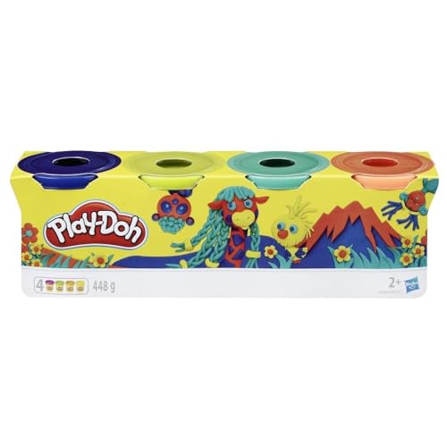 Play-Doh Wild 4er Set, 4 x 112g Dosen Modelliermasse in besonderen Farben, Bastel-Set ideal als Erweiterung zu anderen Sets, kreatives für Kinder ab 3 Jahren