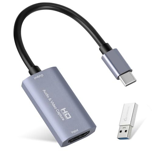 Video Capture Karte, Guermok USB 3.0 HDMI zu USB C Audio Capture Karte, 4K 1080p60fps Capture Geräte für Gaming Live Streaming Video Recorder, funktioniert für Windows Mac OS System für Switch