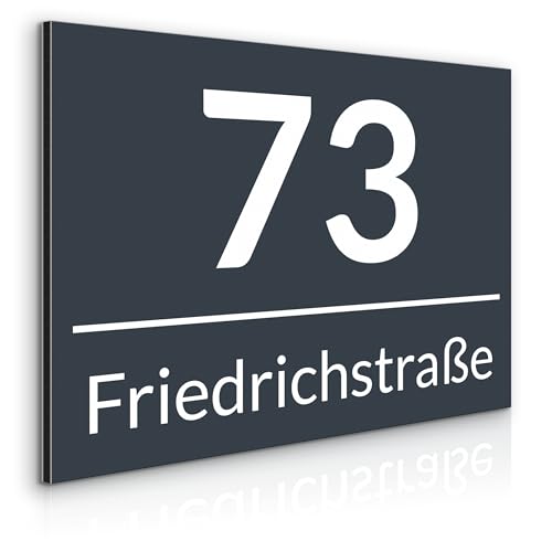 Muralo - Hausnummern-Schild Türschild Personalisiert Wetterfest für Tür, Gebäude, Zimmer - Br.32cm x Hö.21cm - Anthrazit