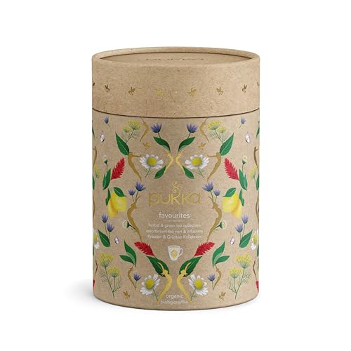 Pukka Tee Geschenkset, Bio Tee Dose "Lieblingstee", Manuka Honig, Grüner Tee, Ingwer, Pfefferminztee, Tee Set, Geschenkidee, 5 Varianten,30 Teebeutel
