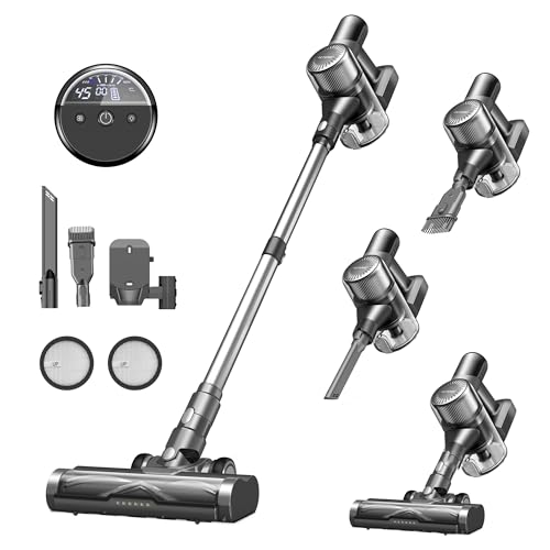 Ultenic U12 Vesla Akku Staubsauger 45000Pa, Tech Green Eye™, Verbesserte Anti-Tangle-Bürste, Staubsauger Kabellos mit Automatikmodus, Stielstaubsauger für Teppich Hartböden Tierhaare
