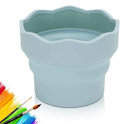 Faltbarer Wasserbecher Für Wasserfarben, Malbecher Wassertankpinsel, Silikon-Wascheimer, Pinselhalter, Reiniger, Malerei, Wasserbecher Für Aquarell-Acryl-Ölgemälde(Blau)