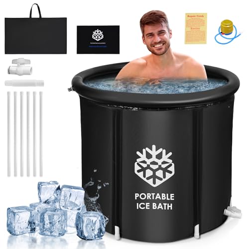 Niest Eisbad Tonne für Athleten mit Abdeckung, 376L Tragbares Ice Bath Tub für Kryotherapie, Faltbare Aufblasbare Badewanne für den Innenbereich