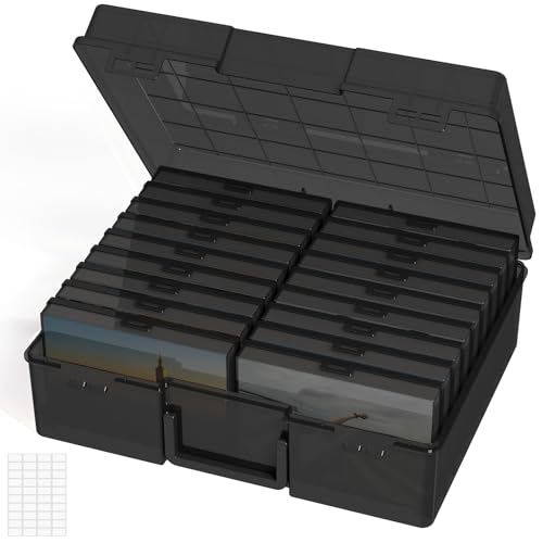 Lifewit Fotoaufbewahrungsbox 10,1 x 15,2 cm Fotoetui, 18 innere Fotohalter, Schwarz Fotoboxen zur Aufbewahrung, Foto-Organizer aus Kunststoff für Saatgut, Karten, Handwerk, Aufkleber ﻿