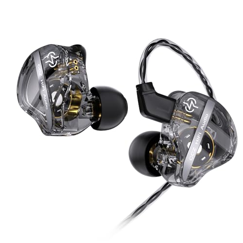 keephifi CCZ DC01 Pro In-Ear-Monitor-Kopfhörer, 1DD Bass HiFi IEM kopfhörer,V-Shape-Tuning kabelgebundene In-Ear-Ohrhörer, abnehmbaren 2pin-Z-OFC-Kabeln für Musiker, Schlagzeuger(schwarz,kein mikro)