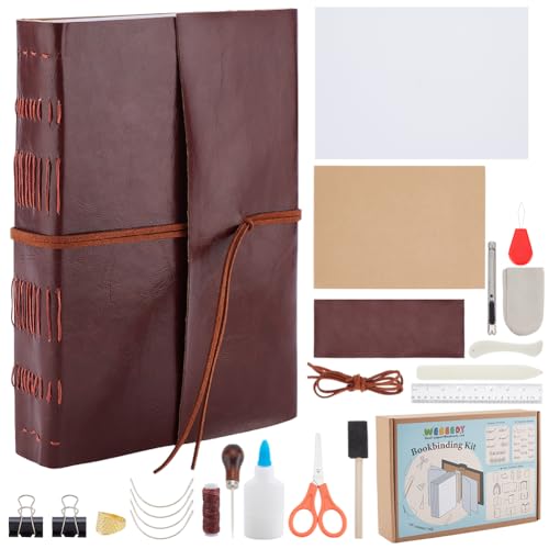 WEBEEDY DIY Koptische Reisetagebuch Buchbinderei Kit für Anfänger, Hand Buchbindung Tools Set Notebook Making Kit für Erwachsene DIY Journaling Zubehör Geburtstag Geschenk, 15X21cm(A5)