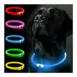 Leuchthalsband Hund, Hundehalsband Leuchtend Aufladbar, LED Halsband für Hunde Leuchtband Hund Einstellbare Größe Hunde Leuchthalsband,Lichtmodi Sicherheit für Ihren Hund in der Nacht(Blau)