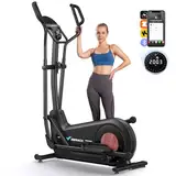 MERACH Umweltfreundlich Crosstrainer für Zuhause mit 47 cm Schrittlänge, Ultraleise Selbstgenerierender Ellipsentrainer mit Magnetwiderstand, 16 Stufen, Kompatibel mit Eigener App, bis 180kg Belastbar