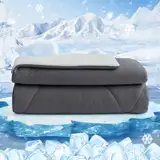 HOMFINE Kühldecke Doppelseitig Kühlende Decke - Leichte Kühldecke für Menschen Q-Max > 0,4 Sommerdecke Kühlend Selbstkühlende Decke Sommer Decke Cooling Blanket für Bett, Grau, 150 x 230 cm