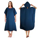 KUOGAS Badeponcho Damen& Herren,Poncho Handtuch, Mikrofaser-Surf Poncho, Badeponcho Handtuch, aus Mikrofaser auch als Umkleidehilfe Strand (Dunkelblau, L)