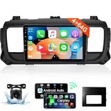 【8 Kern 4+64G】 Hodozzy Carplay Autoradio für Citroen Jumpy 3/Peugeot Expert/Toyota Proace, 9 Zoll Touchscreen Android Autoradio mit Android Auto/WiFi/GPS/RDS/FM/Bluetooth/USB+Rückfahrkamera