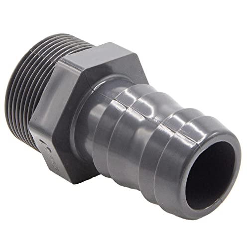 PVC 1/3 Schlauchtülle I 43-40mm Tülle I 1 1/2 Zoll Außengewinde I 10 Bar I Schlauchanschluss mit Rippenstruktur für idealen Halt I PVC Fitting mit Tülle für Pool und Garten I bm_027