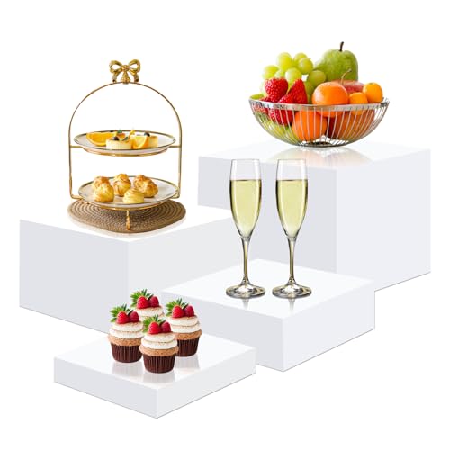 YumSur Buffet-Erhöhungen, weißes Acryl, Lebensmittelerhöhung, Cupcake-Ständer, Lebensmittel-Display-Ständer für Catering-Zubehör, Buffet-Display, Desserttisch-Display-Set für Lieferanten,