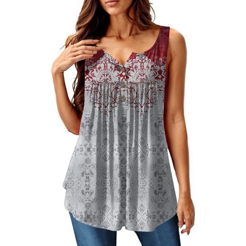 Shirts Damen Sommer, 100% Polyester Grau Einfarbig, Bedruckte t-Shirts Tanktop Damen Set Oversize t Shirt Damen Damen Sommer-t-Shirt, Oberteile Damen elegant Curvy Sommer Shirt mädchen, 3XL