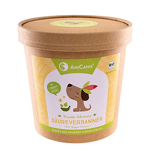 AniCanis Bio Kräutermix Säureverbanner für Hunde - Kräuter vom Tierheilpraktiker - Magenkräuter, Übersäuerung, Sodbrennen, Gras fressen - 100g