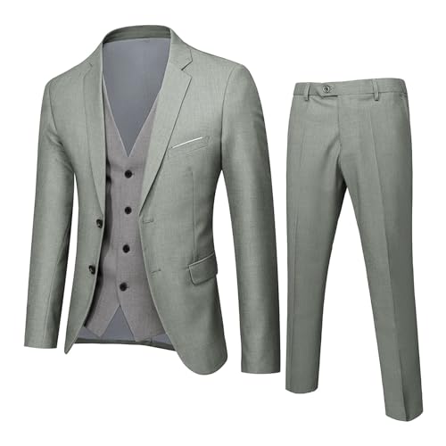 Mobanna Hochzeitsanzug Herren Regular Fit Anzüge - Herrenanzug Übergröße Slim Sommer Herrenanzüge Männer Sportlich Blazer Anzug Sakko Hose Weste 3-Teilig Für Business Hochzeit