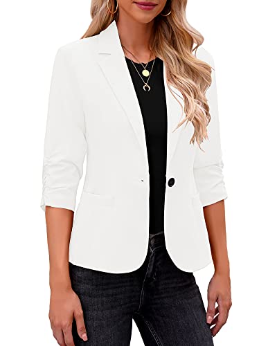 Roskiky Blazer Damen Elegant Damen Jacke Dressy 3/31 Ärmel Blazer L