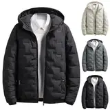 Übergangsjacke Herren Einfarbig Jacke mit Kapuze Reißverschluss Steppjacke mit Taschen Warm Freizeit Winterjacke Regular fit Arbeitsjacke Fashion Wanderjacke Autumn Winter Herren-jacken Wintermantel