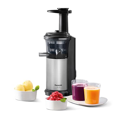 Panasonic MJ-L500S Slow Juicer / Entsafter / 2 Einsätze für Säfte & tiefgefrorene Zutaten / Frozen Joghurt / Silber