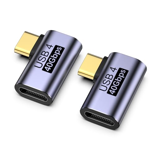 USB C Winkelstecker 90 Grad, 2PCS USB C Winkelstecker 40Gbps, PD100W und 8K@60Hz, USB C 90 Grad Adapter für Steam Deck, Switch, ROG Ally, iPhone16/15, MacBook Pro, iPad Pro,Tablet, Sumsung Phone
