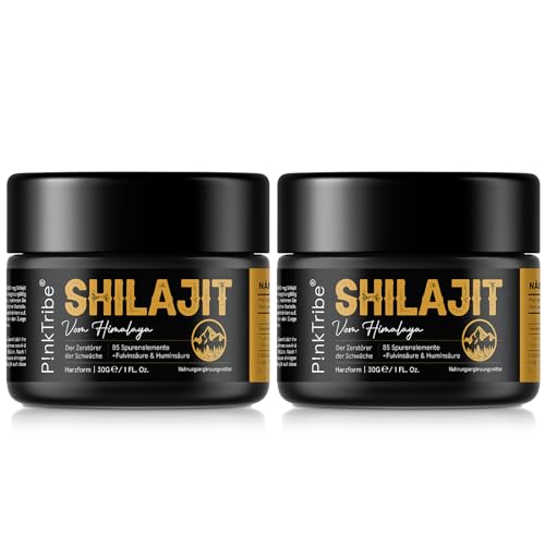 Shilajit, Gold Grade Shilajit-Harz - Original und Reines Himalaya Shilajit mit 60% Fulvinsäure und über 85 Spurenelementen, Vegan (2er Pack)