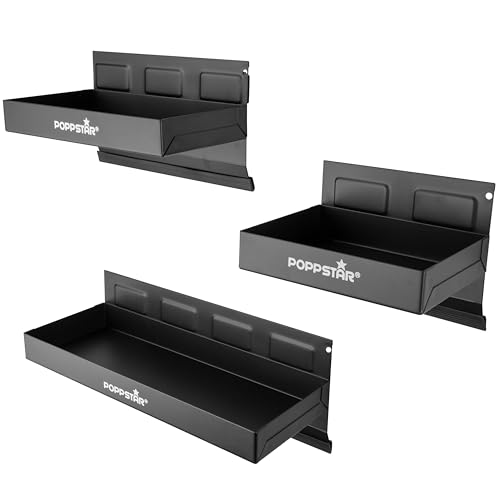 Poppstar 3 Magnetische Ablagen, verschiedene Größen: 150mm, 210mm, 310mm, Material: Stahl, Farbe: schwarz