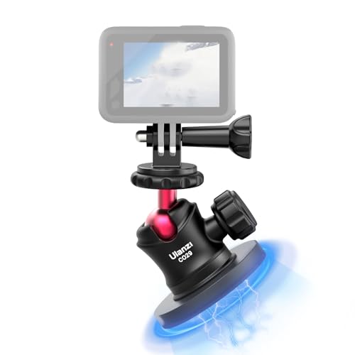 ULANZI Magnetische Kamerahalterung für Action-Kamera, starke magnetische Halterung mit 360° drehbarem Kugelkopf und eingebauten 6 Magneten, kompatibel mit Action-Kamera, DJI OSMO Action, Insta360