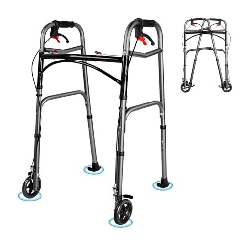 EOSPRIM Gehhilfe für Senioren mit Rädern, Gehbock für Erwachsene Stabil, Gehgestell Hilfsmittel für Senioren, Aufstehhilfen Rollator leicht klappbar, Gehwagen, Gehhilfe Krücken (Iron Gray)