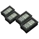 Cabilock 4 Stück Hygrometer innenraum thermometer kühlschrank Innenraumthermometer gewächshaus temperaturanzeige Feuchtigkeitsmesser für Luftbefeuchter Innenfeuchtigkeitsmesser Abs Black