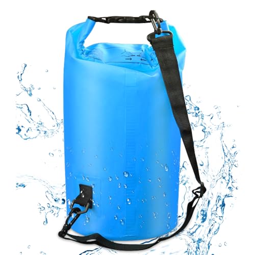 mizikuu Dry Bag, 10L wasserdichte Tasche mit Schultergurt Roll Top wasserdichter Beutel Rucksack Schützt Telefon robust widerstandsfähig Seesack für Bootfahren, Rafting, Kajak, Schwimmen, Strand