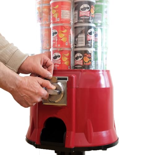 Chips Verkaufsautomat passend und kompatibel für die Pringles* Chips Dosen oder als Warenautomat, robuster einfacher Snackautomat ohne Strom (Rot)