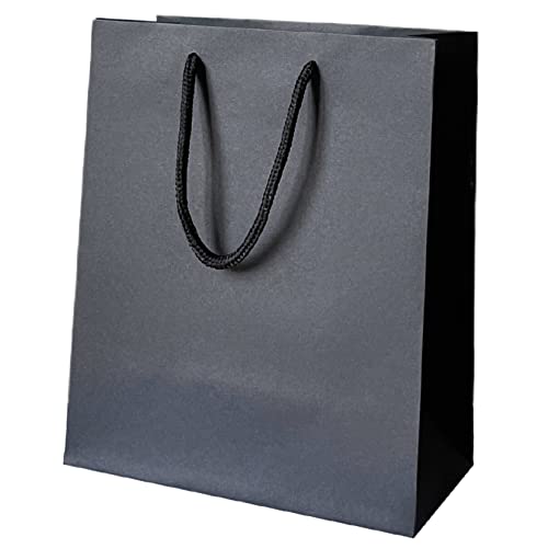 Thepaperbagstore 10 Schwarze Mittlere Matt Luxus-Boutique-Papiertüten für Geschenke oder als Tragetaschen mit Seilgriffen - 200x100x240mm