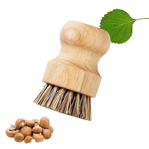 PilzbüRste,Rund Holzgriff ChampignonbüRste,GemüSebüRste,KüChenbüRste zur Reinigung Von SpüLbecken aus Metallguss,Badezimmer,SpüLbüRste mit Harten und Weichen Borsten,BüRstenreiniger,SpüLbüRste