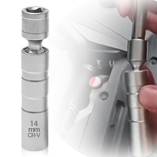 TUZHE Zündkerzenschlüssel 14mm Magnet Universal Flexibel Zündkerzenschlüssel Satz Werkzeuge zum Entfernen von Zündkerzen (14mm)