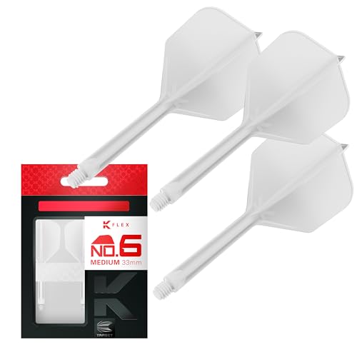 Target Darts K Flex Integrated Dart Flight and Shaft, No.6 Weiß, Medium Stem (33mm), No.6 Flight, Set of 3 - Professional Dart Accessories, Dart Shaft & Dart Flight System