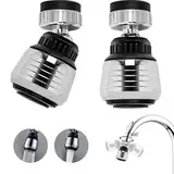 2 Stück Wasserhahn Aufsatz Küche, 360° Wasserhahn Strahlregler Aufsatz, 2 Modi Wasserhahn Luftsprudler mit Adaptern, Wasserhähne Siebfür (Silber)