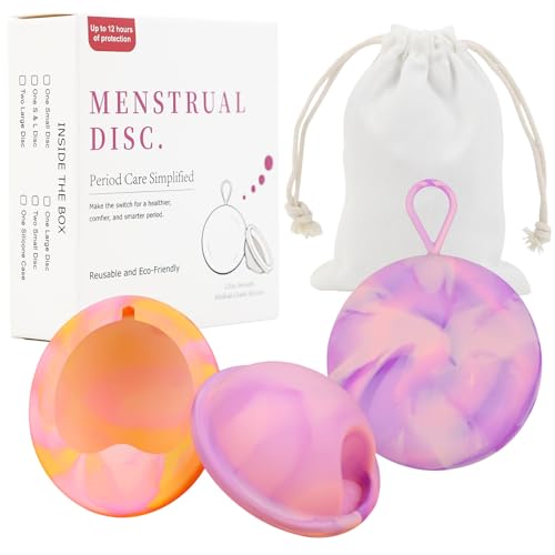 EACHPT Menstruationsscheibe Set 2 Menstruationstasse Größe S+L mit Aufbewahrungstaschen,Auslaufsichere &100% Medizinischem Silikon,Wiederverwendbare Menstrual Disc & nachhaltige Tampon Alternative