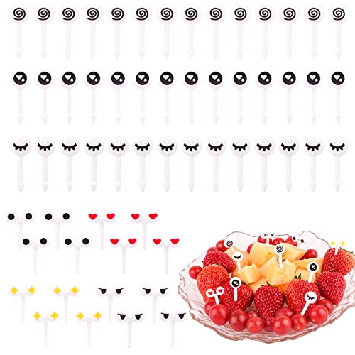 70 Stück Food Picks, Spieße Fingerfood Kinder, Wiederverwendbare Obstgabeln Kinder, Piekser Fingerfood Kinder, Obstspieße Kinder, Spieße Kinder für Obst, Dessert, Kuchen, Brot Partyzubehör Dekoration