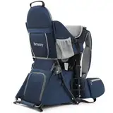 besrey Kraxe Kindertrage mit Aufbewahrungstasche, tragbare Kinderrückentrage für Reise, Kinderkraxe wandern für 6-36 Monate, Tragesitz bis 20 kg, zusammenklappbare (Upgrade Modell Blau)