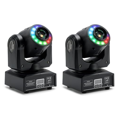 Areyourshop (2Pack)100W Moving Head Led mit 8 Gobos,Party Licht 8 Einfarbige und 6 Zweifarbige Effekte,Bühnenbeleuchtung DJ Light DMX 512 für Feste, Hochzeiten, DJ, Clubs, Diskotheken, Musikfestivals