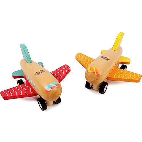 PLANÈTE BOIS 030144A Planete Bois PLANÈTE BOIS-Flugzeug-FSC-030144A-1 Stück-Zufällige Farbe-Holz-Kinderspiel-Freizeit-Zum Sammeln-9 cm x 5 cm-Ab 18 Monaten