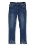 find. Damen Straight Jeans Destroyed Hem 59026, Gr. Medium, Blau (Dk Blue)