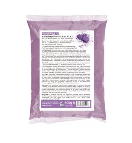 Powerwell Blondierpulver violett plex 500g Blondierung im Beutel mit Anti-Yellow Effekt und Plex Technologie