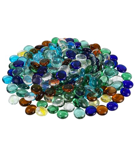 Glassteine bunt, 900g/ca. 200-220 Stück Glassteine Deko, 17-19 mm Muggelsteine, Dekosteine Kinder, Spielsteine, basteln, bunt-Mix durchsichtig Glasnuggets, für Vasen Craft Garden Bowls Aquarium