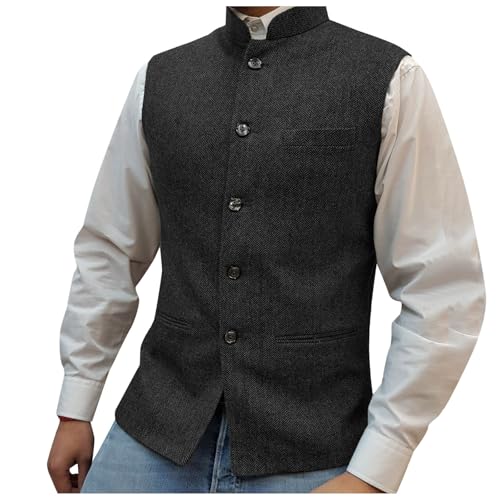 Anzugwesten Für Herren Chinesischer Traditioneller Anzugwesten Wolle Tweed Weste Für Hochzeits Trachtenwesten Fischgrätenweste Vintage Trachtengilet Retro Trachtenwesten